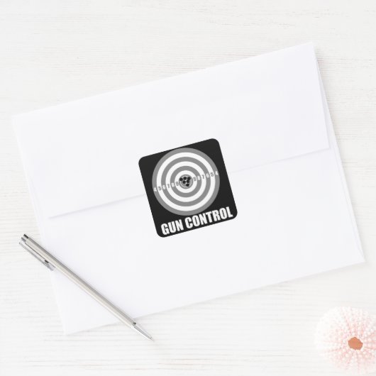 bullseye pistool control vierkante sticker (Envelop)