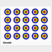 Bullseye rood sinaasappel geel en blauw ronde sticker (Vel)