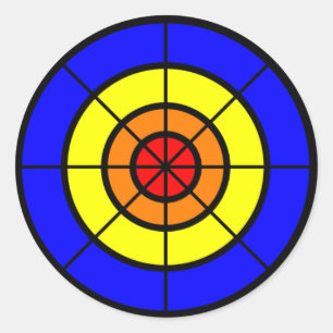 Bullseye rood sinaasappel geel en blauw ronde sticker