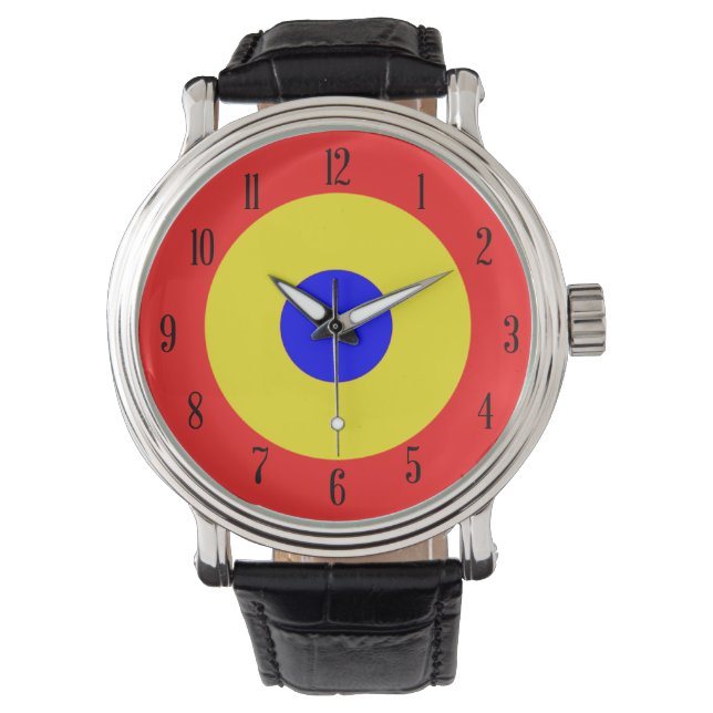 Bullseye Target Primaire kleuren Horloge (Voorkant)