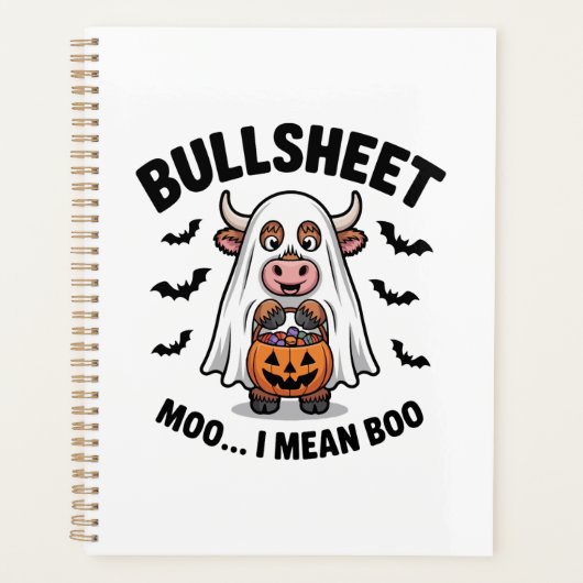 BULLSHEET Halloween Schattige Koe in Geest Planner (Voorkant)