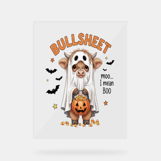 Bullsheet Highland Koe Funny Ghost Acryl Bord (Voorkant)