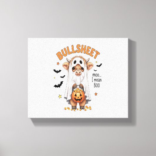 Bullsheet Highland Koe Funny Ghost Canvas Afdruk (Voorkant)