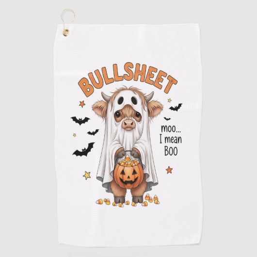 Bullsheet Highland Koe Funny Ghost Golfhanddoek (Voorkant)