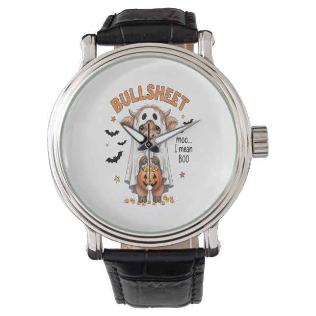 Bullsheet Highland Koe Funny Ghost Horloge (Voorkant)