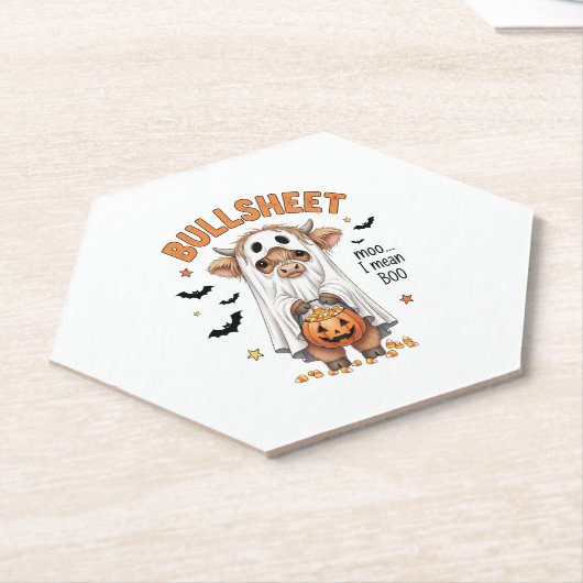 Bullsheet Highland Koe Funny Ghost Kartonnen Onderzetters (Schuin)