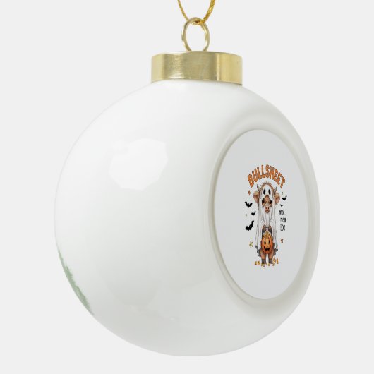 Bullsheet Highland Koe Funny Ghost Keramische Bal Ornament (Links)