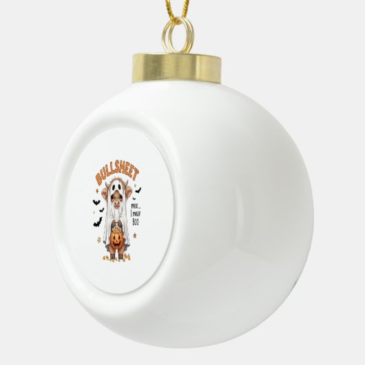 Bullsheet Highland Koe Funny Ghost Keramische Bal Ornament (Rechts)