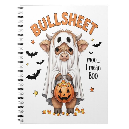 Bullsheet Highland Koe Funny Ghost Notitieboek (Voorkant)