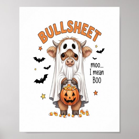 Bullsheet Highland Koe Funny Ghost Poster (Voorkant)