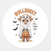 Bullsheet Highland Koe Funny Ghost Ronde Sticker (Voorkant)
