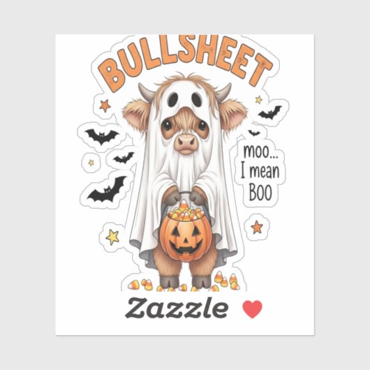 Bullsheet Highland Koe Funny Ghost Sticker (Vel)
