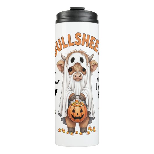 Bullsheet Highland Koe Funny Ghost Thermosbeker (Voorkant)
