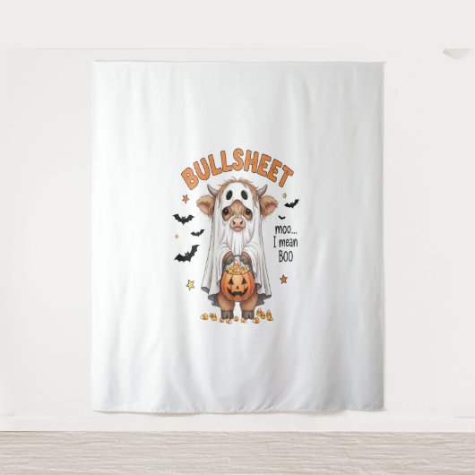 Bullsheet Highland Koe Funny Ghost Wandkleed (Voorkant)