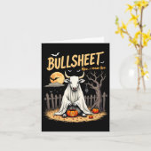 Bullsheet Koe Ghost Halloween Pun Met Jack O' Lan Kaart (Gele Bloem)