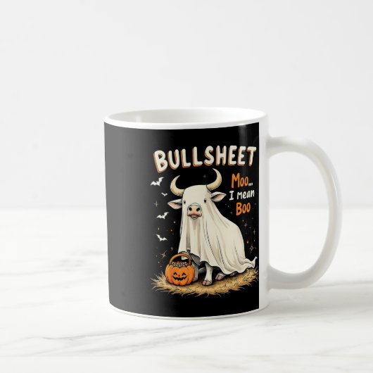 Bullsheet Koe Ghost Pun Funny Halloween Trick or T Koffiemok (Rechts)