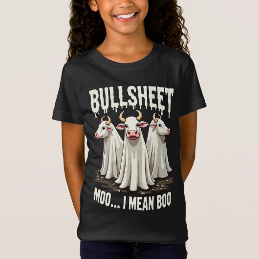 Bullsheet Moo Ik bedoel Boo Funny Halloween Ghost  T-shirt (Voorkant)