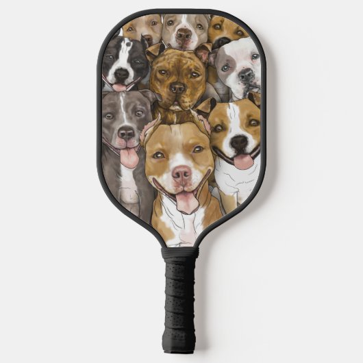 BullTerriers op een Blue Pickleball Paddle (Achterkant)