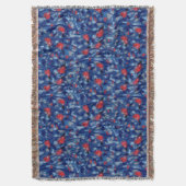 Bullvinken, rode vogelblauwe bosbomen vezelkunst deken (Voorkant Verticaal)