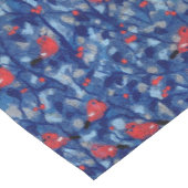 Bullvinken, rode vogelblauwe bosbomen vezelkunst korte tafelloper (Hoek)