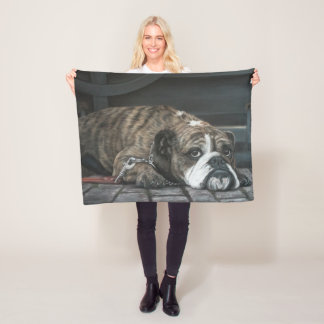 Bully Blues Bulldog Fleece Blanket Deken