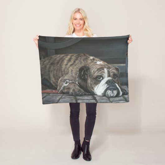 Bully Blues Bulldog Fleece Blanket Deken (In situ)