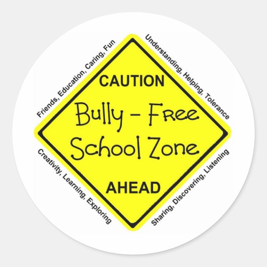 Bully - Free School Zone Ronde Sticker (Voorkant)