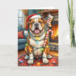 Bully Jolly Amerikaanse Bulldog Kerstmis Kaart