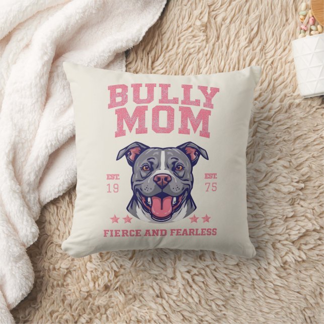 Bully Mom -Fierce Fearless- Pink Pit Bull Dog Art Kussen (Deken)