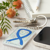 Bullying Angel Blue Awareness Ribbon Art Sleutelha Sleutelhanger (Voorkant Rechts)