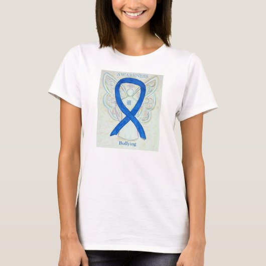 Bullying Awareness Blue Ribbon Angel Shirt (Voorkant)