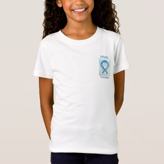 Bullying Awareness Blue Ribbon Angel Shirten T-shirt (Voorkant)