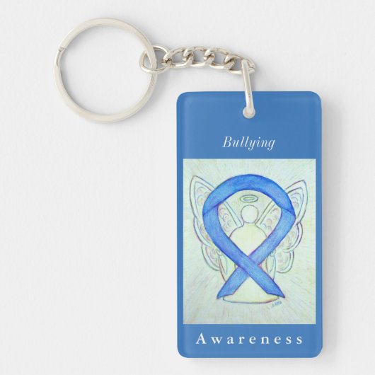 Bullying Awareness Ribbon Guardian Angel Sleutelha Sleutelhanger (Voorkant)