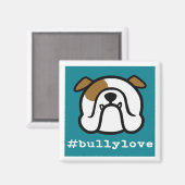 #bullylove - Bulldog liefde! Engelse Bulldog magne Magneet (Voorkant / Achterkant)