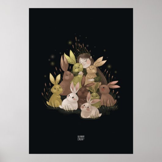 BULRUSH RABBITS van Alexandra Dikaia Poster (Voorkant)