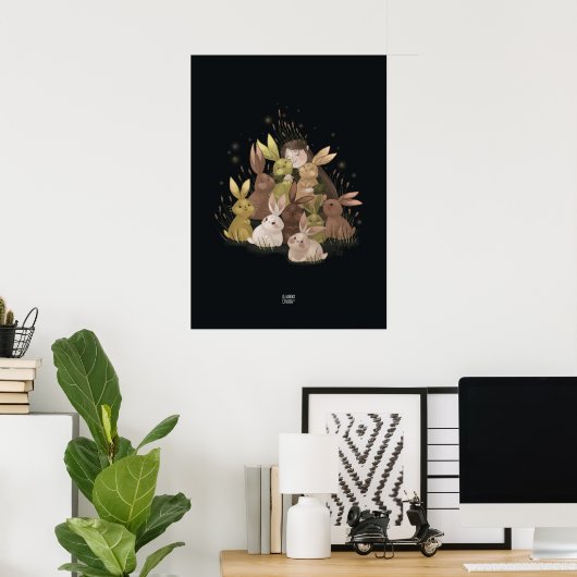 BULRUSH RABBITS van Alexandra Dikaia Poster (Thuiskantoor)