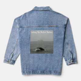 Bultrug walvis en groot schip 2 denim jacket