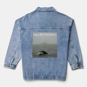 Bultrug walvis en groot schip 2 denim jacket
