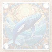 Bultrug walvis gekleurde glaskunst glazen onderzetter (Achterkant)