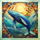 Bultrug walvis gekleurde glaskunst raamsticker (Vel 3)