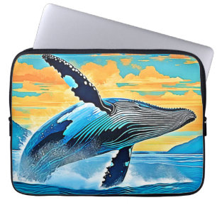 Bultrug Walvis Oceaan Vrijheid Sprong Design Laptop Sleeve