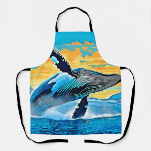 Bultrug Walvis Oceaan Vrijheid Sprong Design Schort