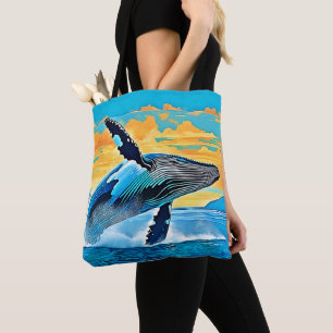 Bultrug Walvis Oceaan Vrijheid Sprong Design Tote Bag