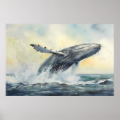 bultrug walvis Waterverf schilderij Poster (Voorkant)