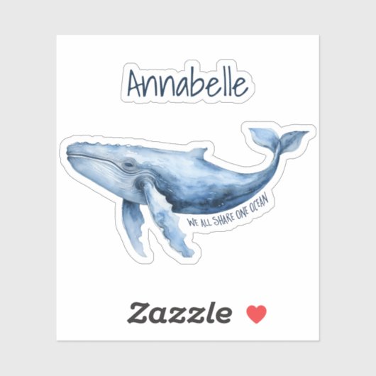 Bultrug Whale Ocean Conservation gepersonaliseerd Sticker (Vel)