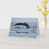Bultrug Whale Tail Alaska Foto Verjaardag Kaart (Gele Bloem)
