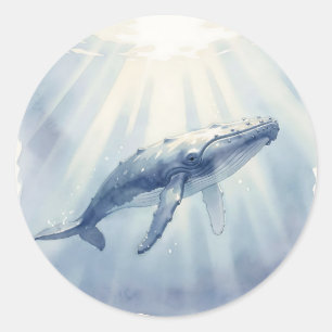 Bultrugwalgouache Oceaan Ronde Sticker