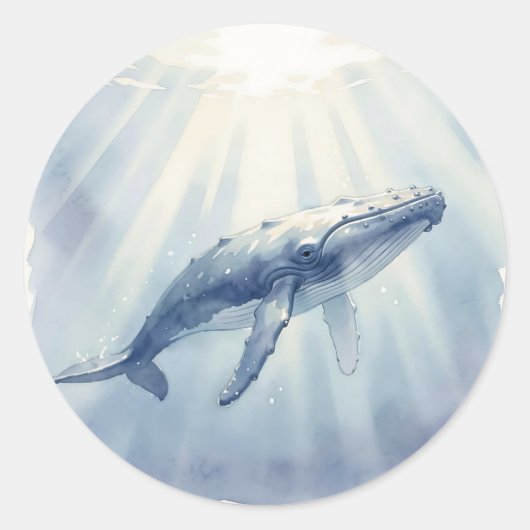 Bultrugwalgouache Oceaan Ronde Sticker (Voorkant)