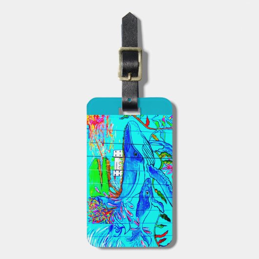 bultrugwalvis en baby bagagelabel (Voorkant verticaal)