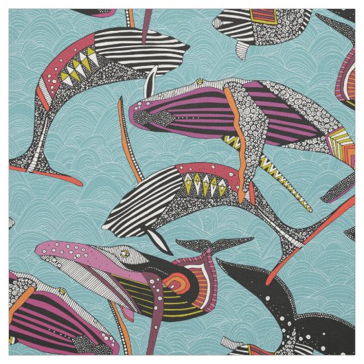 bultrugwalvissen turquoise stof (Swatch)